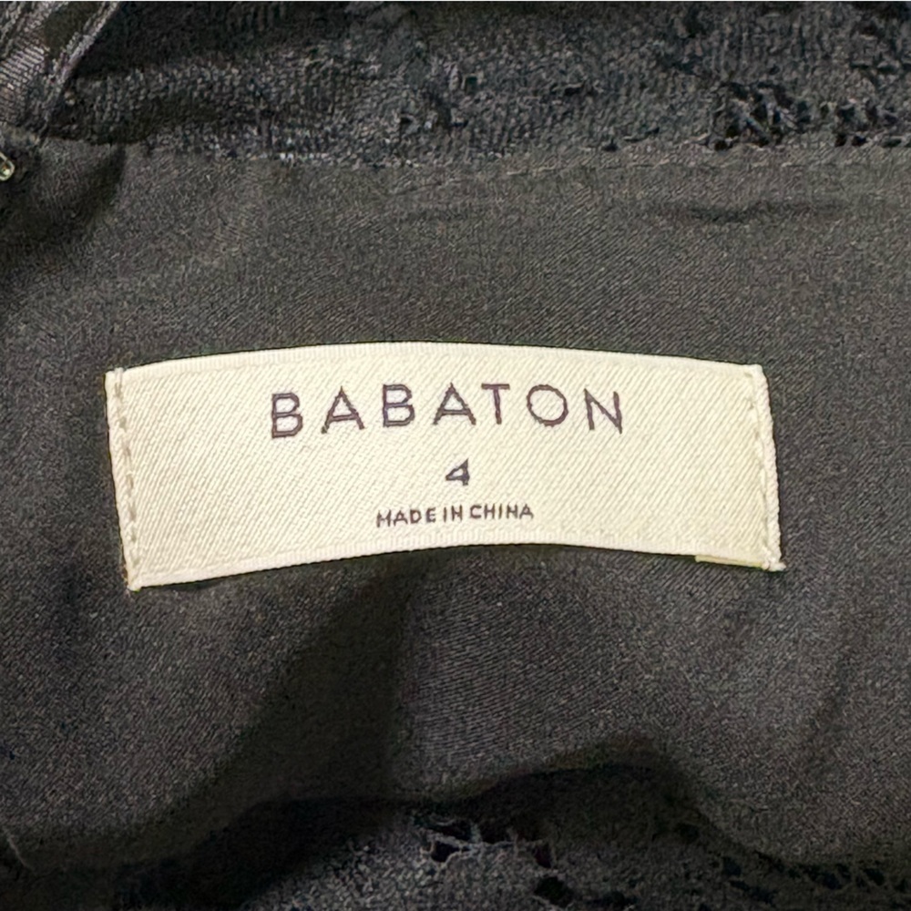 Babaton Aritzia NWT Masaki Dress Black Lace Long Sleeve Deep V-Neck Keyhole Back - Picture 7 of 10